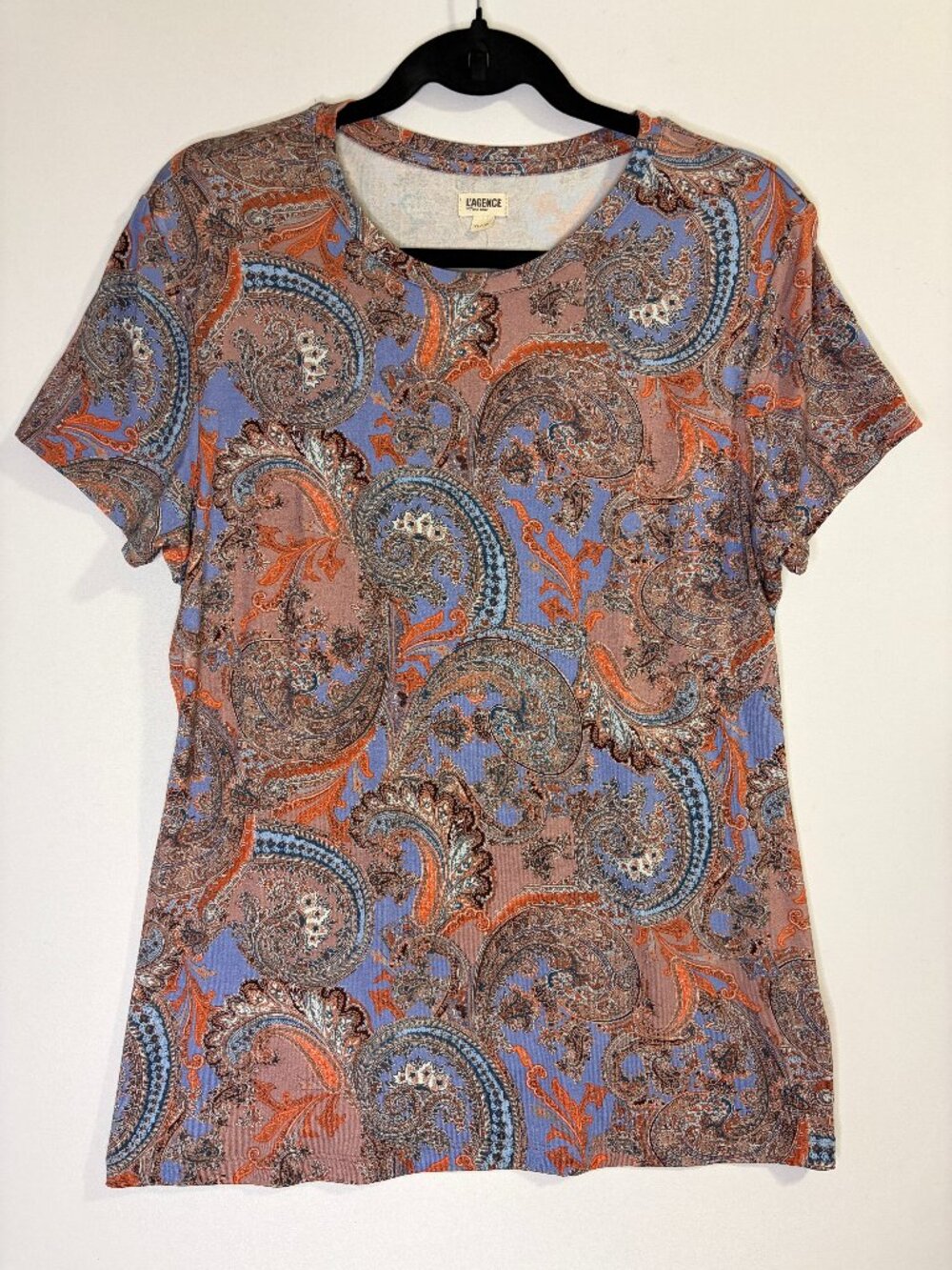 L'AGENCE Ressi Tee in French Paisley Periwinkle XL Rare NWOT New Extra Large - Picture 2 of 14